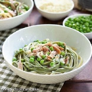 Straw and Hay Pasta in a white bowl