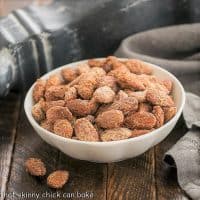 Candied Almonds in a small white bowl