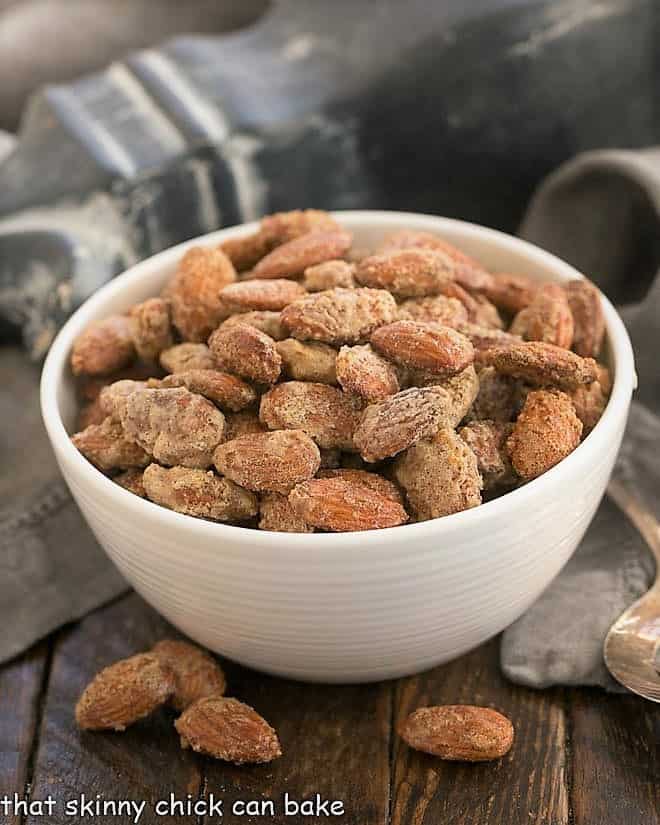 Vanilla Almonds in a white bowl