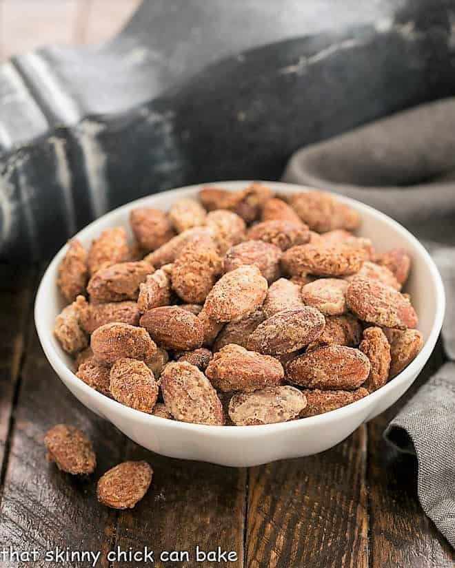 Vanilla Almonds in a small white bowl