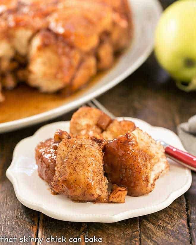 Apple Monkey Bread on a small white plate.