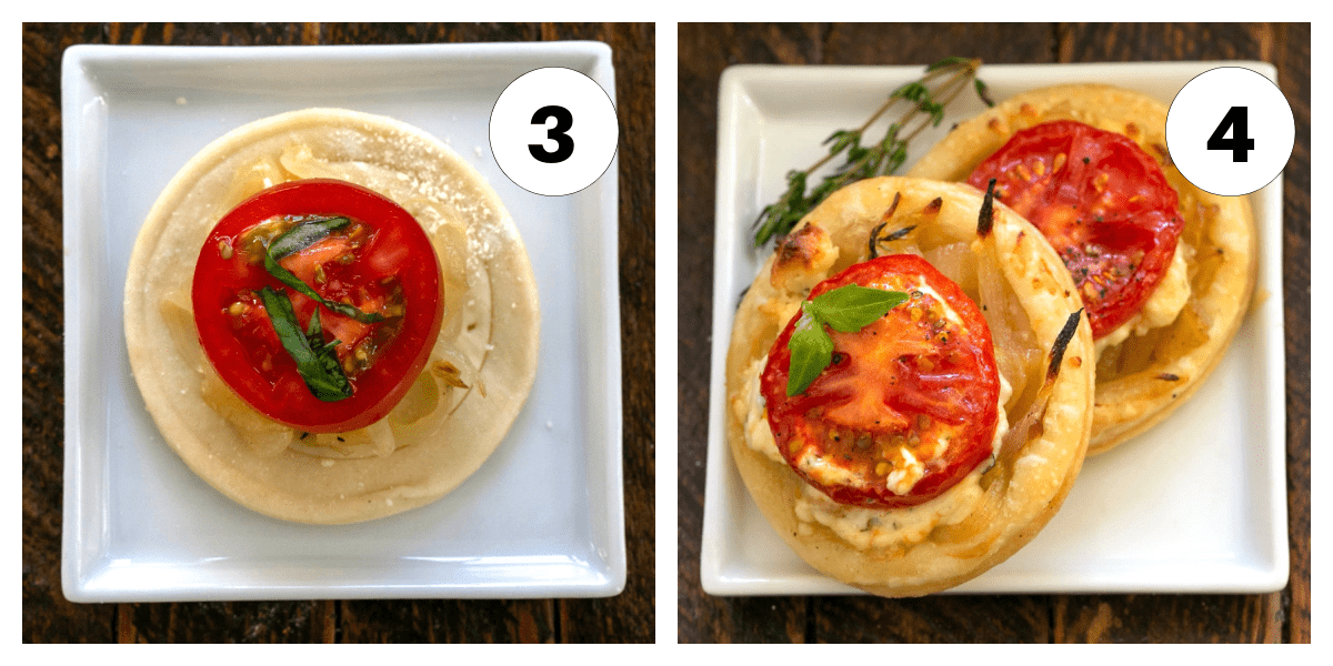 Tomato Boursin Tarts Step 3 and 4 images.