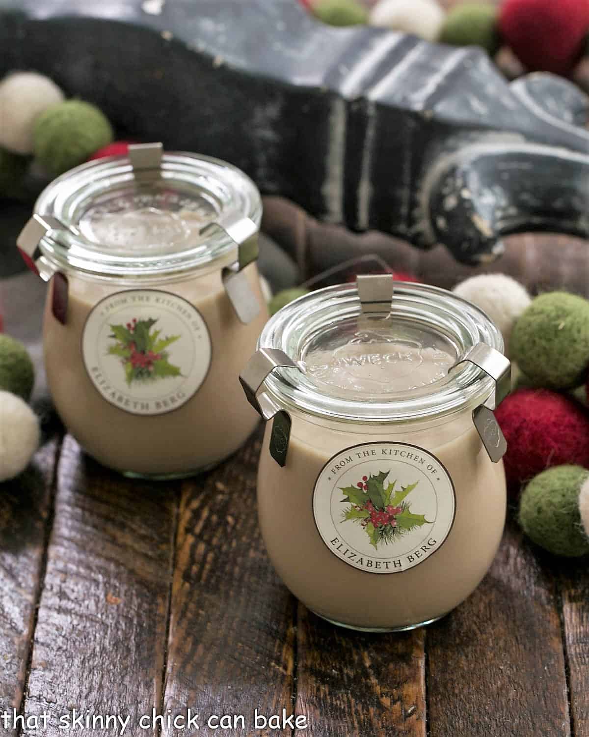 Homemade Bailey's in glass jars.