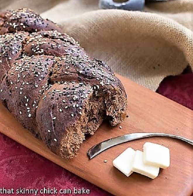 Pumpernickel Loaf on a wooden cutting board