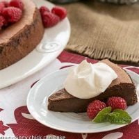 Chocolate Mousse Torte topped with whipped cream