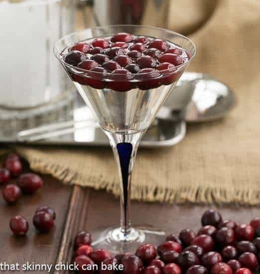 White Cosmopolitans in a martini glass.