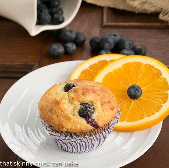 Blueberry Orange Muffins with orange slices.