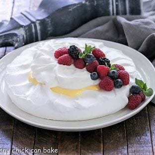 Lemon on a cloud on a white serving plate