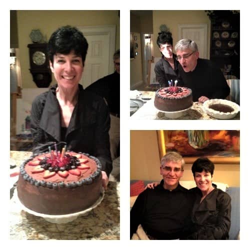 Chocolate Mousse Cake collage at birthday celebration