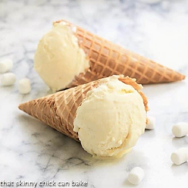 Marshmallow Ice Cream in sugar cones