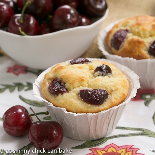 Double Cherry Muffins | Dried and fresh cherries make for a delightful treat