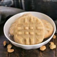 The Best Peanut Butter Cookies in a small white ceramic bowl