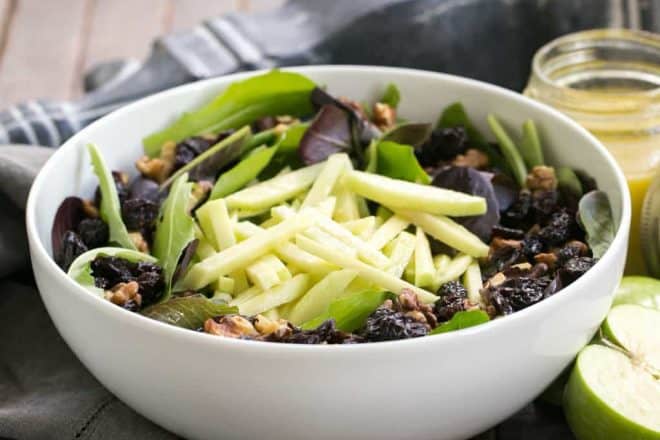 Apple, Cherry, Walnut Salad with Maple Dressing | A fabulous fall/winter salad that always gets rave reviews!