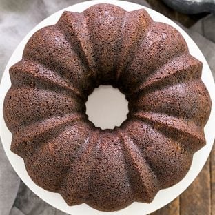 Overhead view of Chocolate Zucchini Bundt Cake