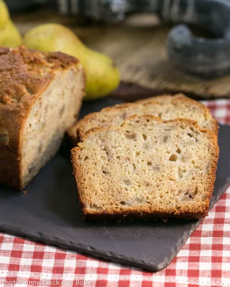 Sour Cream Pear Bread | A delectable autumn quick bread with subtle warm spices and chunks of fresh pears