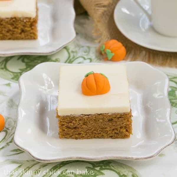 The Halloween Project Week One Pu:mpkin Bars with Cream Cheese Frosting.