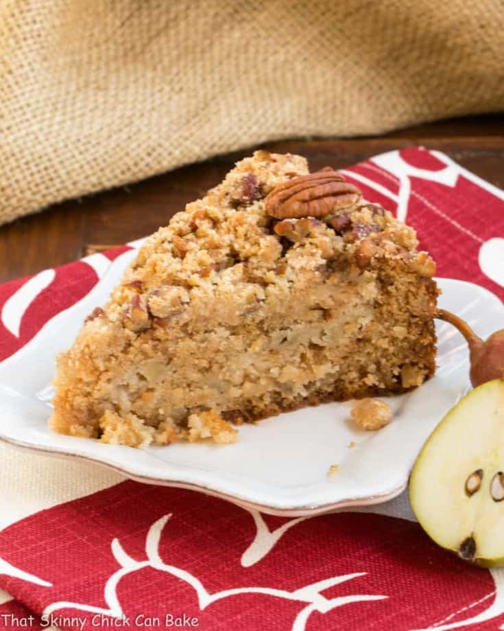 Pear Streusel Coffee Cake | A moist, tender, crumb topped coffee cake that's perfect for company!