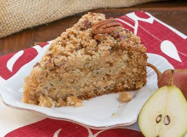 Pear Streusel Coffee Cake | A moist, tender, crumb topped coffee cake that's perfect for company!