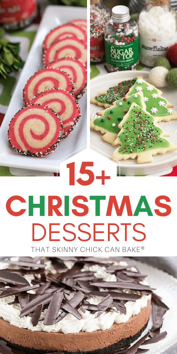 Christmas Desserts Collage with 3 photos and a text box.