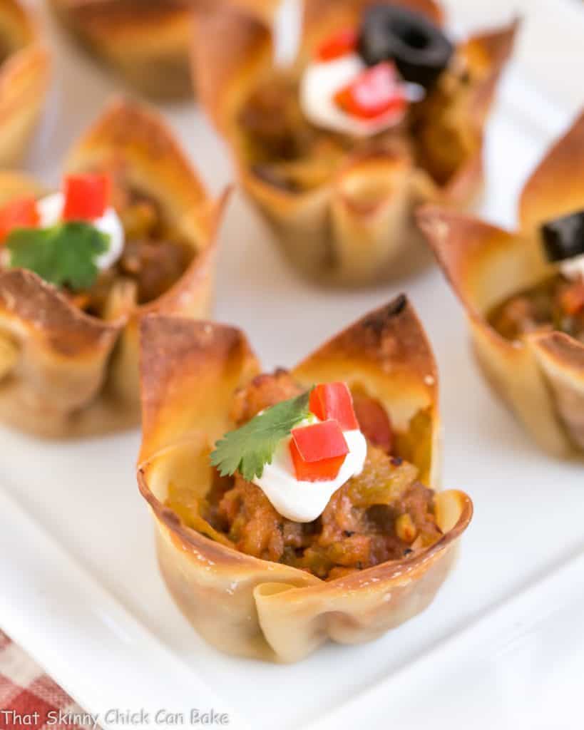 Closeup of Mini Mexican Tarts on a white tray