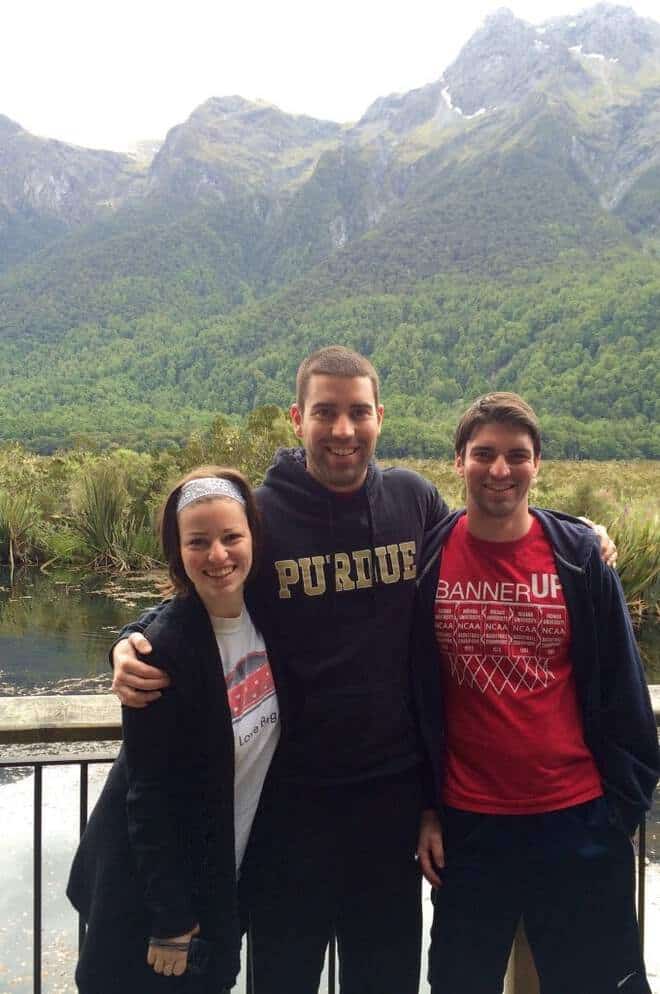 My 3 children at Mirror Lake near Milford Sound, New Zealand MIrror Lake near Milford Sound