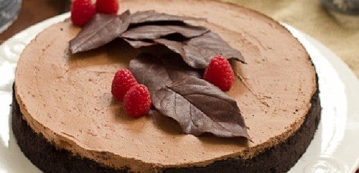Chocolate Moussecake with Chocolate leaf garnish