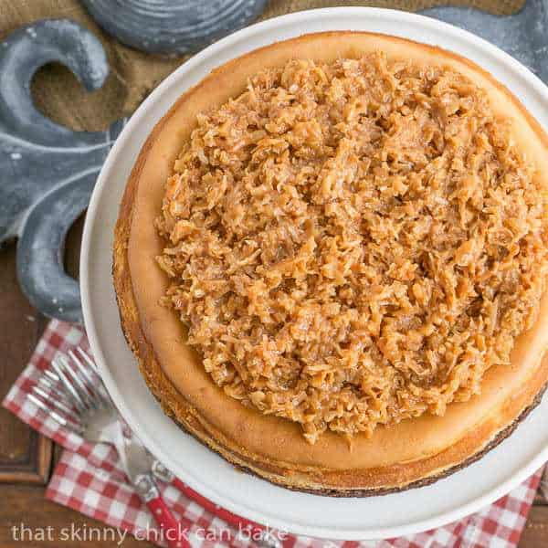 Samoa Cheesecake with a Coconut Caramel Topping