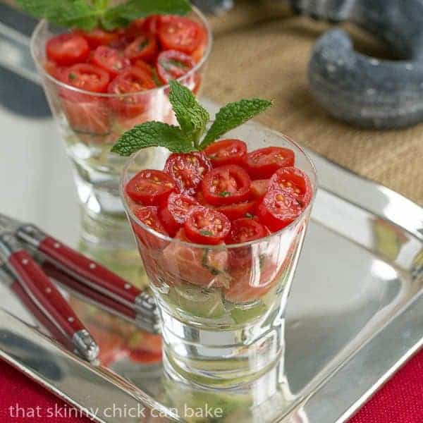 Easy Salmon Tartare layered in clear glasses.