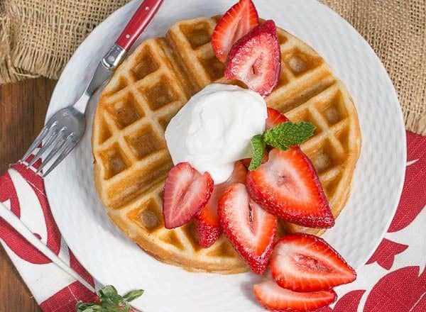 Waffles and Cream | Light and crisp dessert waffles served with whipped cream