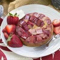 Rhubarb Upside Down Brown Sugar Cake | A seasonal French cake featuring rhubarb
