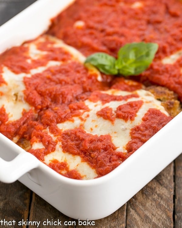 Chicken Parmesan A terrific weeknight dinner of breaded chicken topped with cheese and marinara.