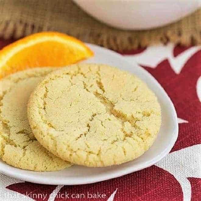 Chewy Orange Crinkles Cookies on a white plate