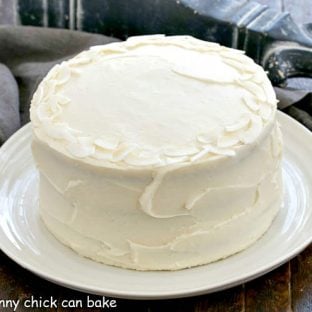 Coconut Cake on a white serving plate