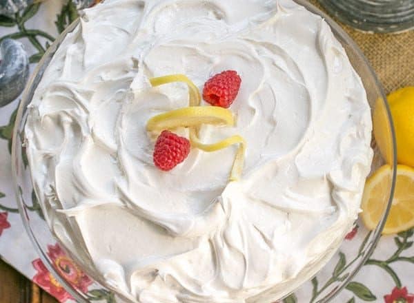 Lemon Layer Cake | 4 layers of vanilla cake filled with lemon curd and topped with a lemony Swiss meringue