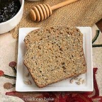 Sunflower Whole Wheat Bread on a white plate