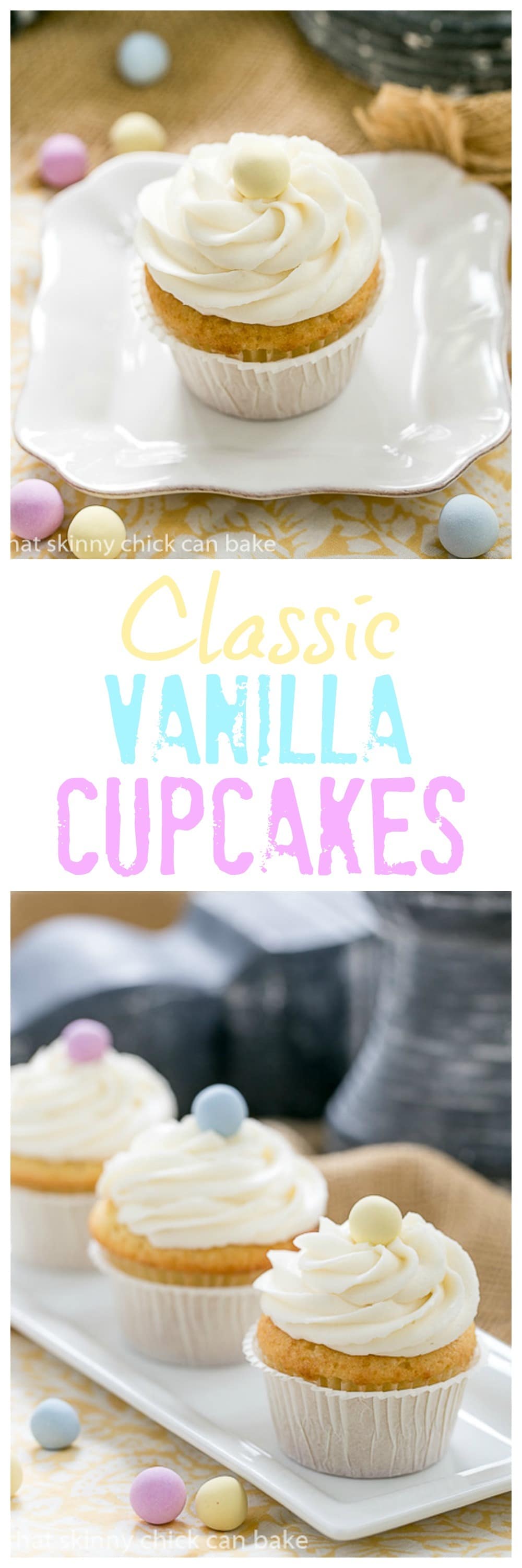 Buttercream Topped Vanilla Cupcakes collage for pinterest