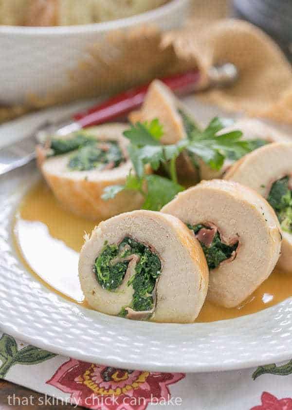 Close view of Chicken Pinwheels - An elegant chicken dish that's easy to make at home!