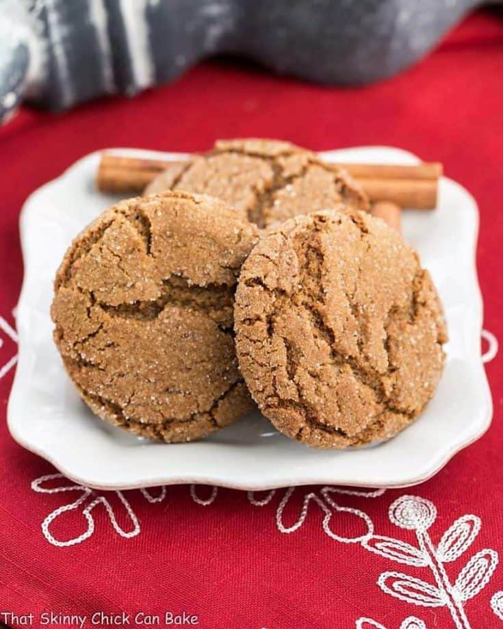 Chewy Gingersnaps on a square plate