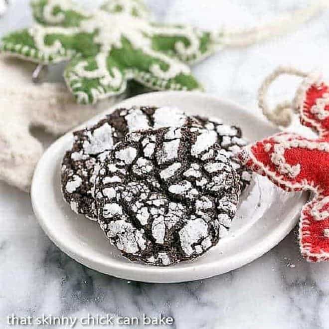 Chocolate Crinkles on a white plate
