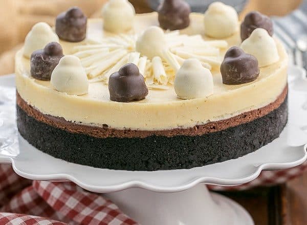 Layered chocolate cheesecake for an italian holiday feast