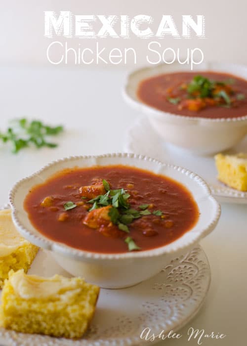 two bowls of Mexican chicken soup