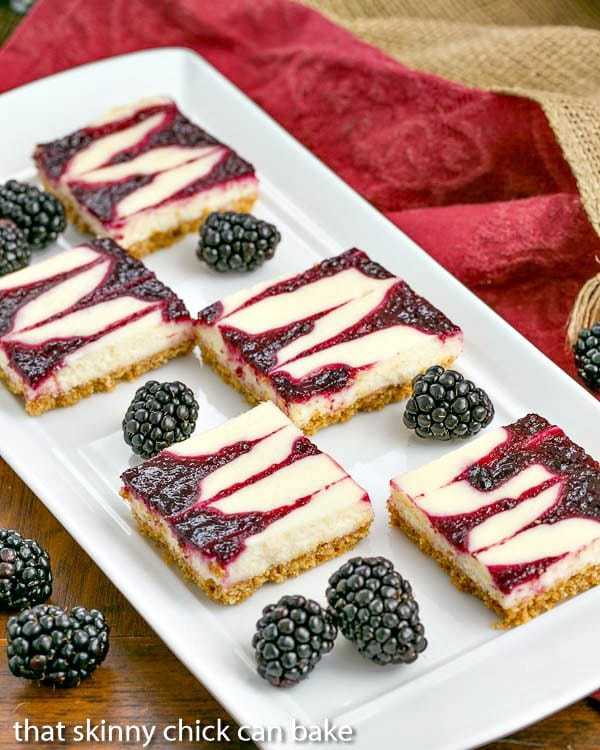 platter of fresh blackberries and Blackberry Cheesecake Bars