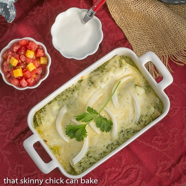 Enchiladas Suiza | Authentic Mexican Chicken Enchiladas with a creamy green sauce