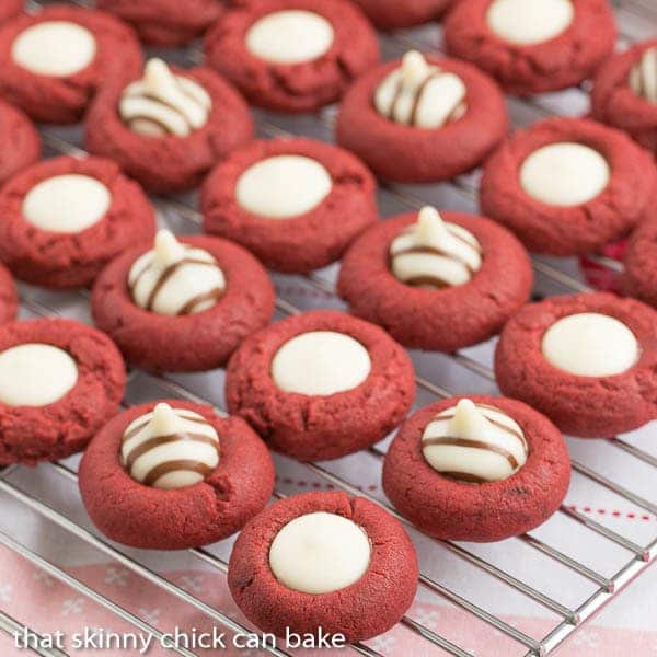 Red Velvet blossoms on a cooling rack.