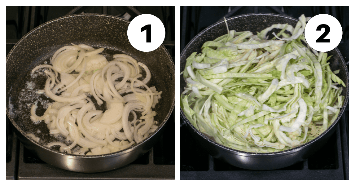 Sauteed Cabbage Process shots 1,2 with numbered labels.