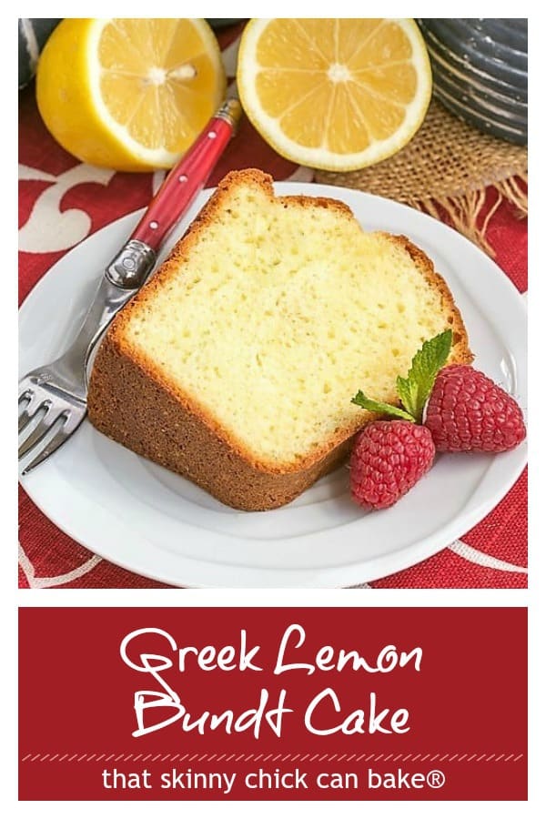 Greek Lemon Bundt Cake photo and text collage