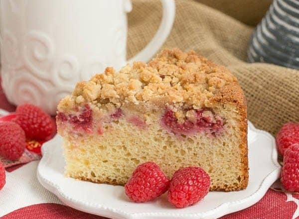 Raspberry Coffee Cake | With a sour cream base, loads of fresh berries and a streusel topping, you'll fall hard for this brunch treat!