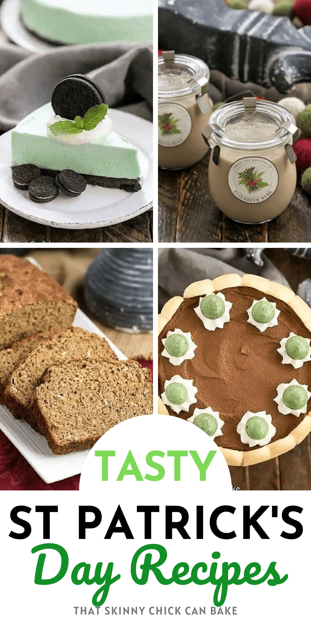 St Patrick's Day Recipes collage with 4 photos above a title text box.
