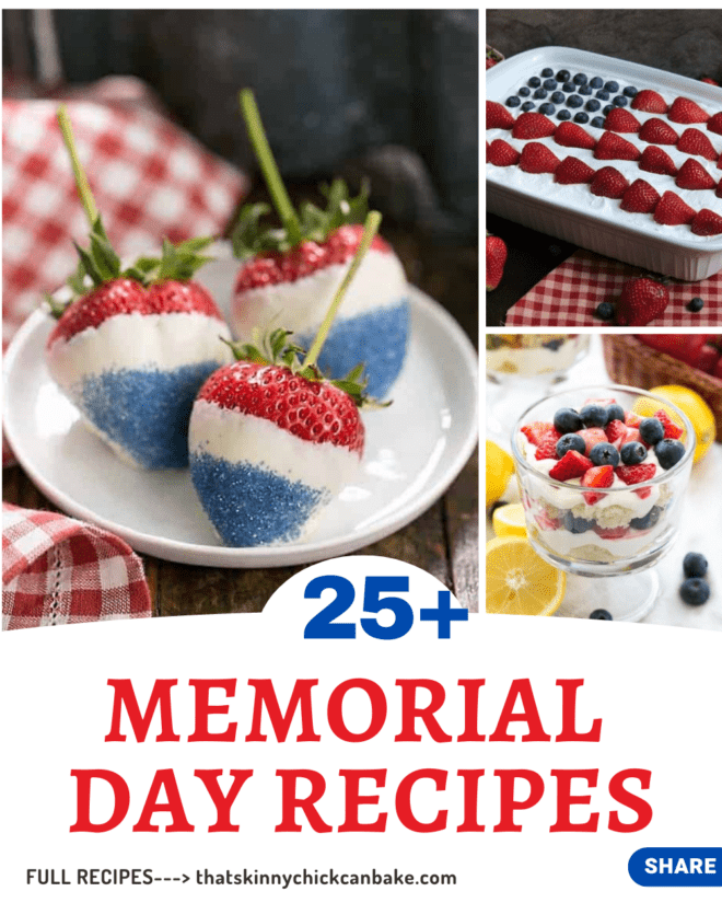 3 Memorial Day dish photos above a red, white and blue text box.