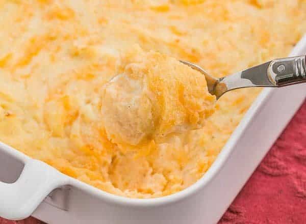 Cheesy Mashed Potato Casserole - That Skinny Chick Can Bake